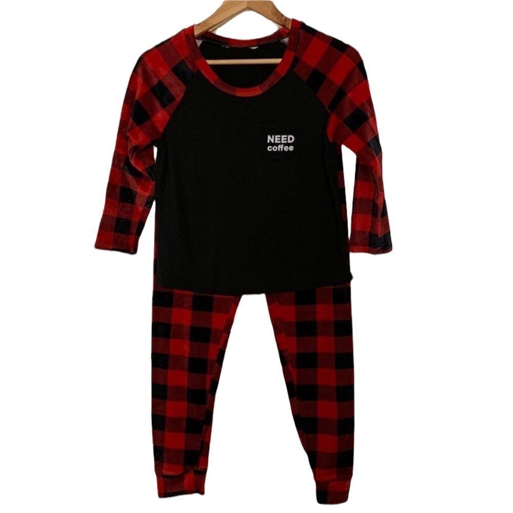 Red and Black Velour Pyjama Set